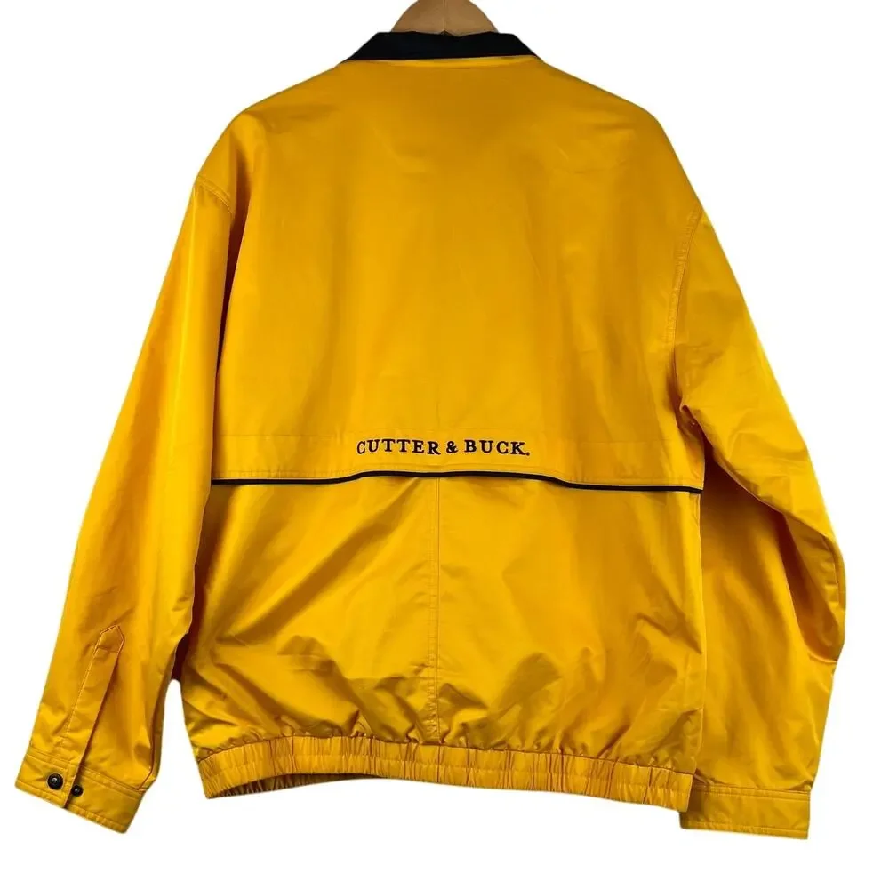 Vintage Cutter & Buck Windbreaker Mens Large L Jacket Y2K Yellow Full Zip‎